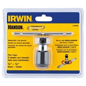 Self-Aligning Tap Wrench, T-Handle, #4 to 1/4-In.