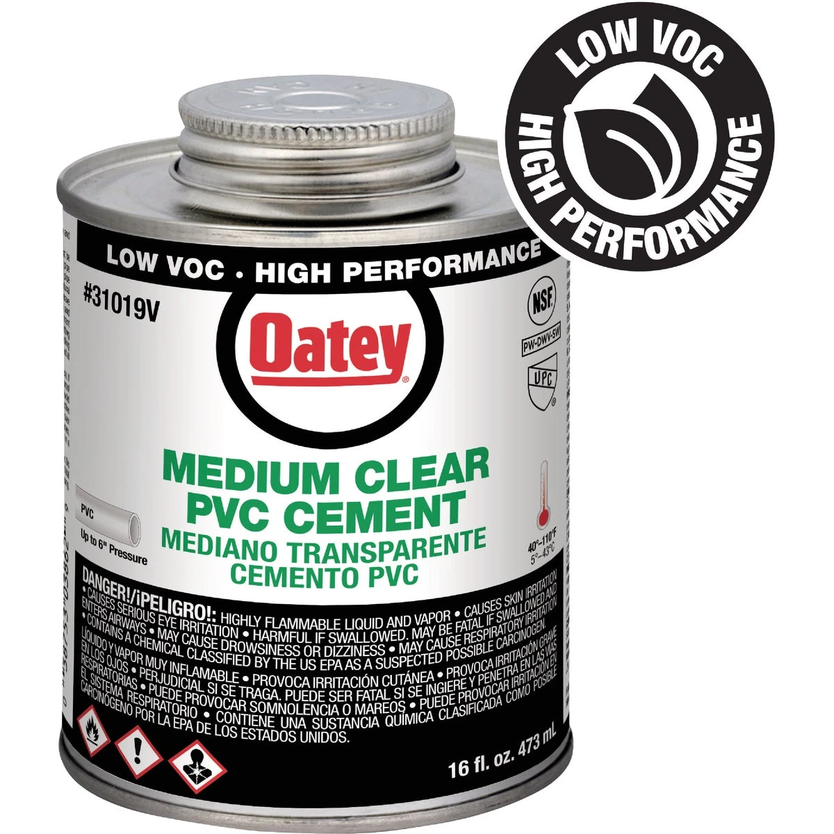 PVC Pipe Cement, Clear, 16 oz.
