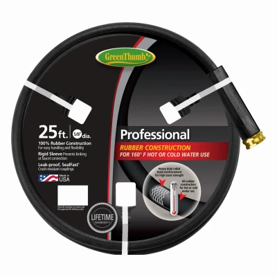 Rubber Garden Hose, Heavy-Duty 5/8-in x 25-Ft.
