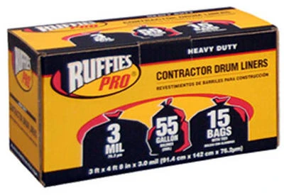 Heavy Duty Industrial Drum Liner, 55 Gallons, 15-Ct,