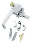 Keyed Button Door Latch, Out Swinging, White