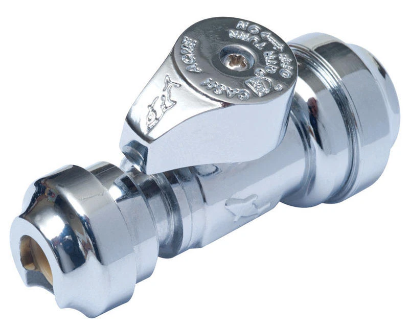 SharkBite Straight Stop Valve – 1/2" x 1/4" Compression, Brass Body, 200 psi