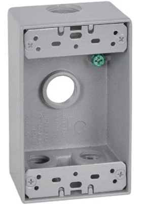 Weatherproof 1 Gang Rectangular Outlet Box, Gray