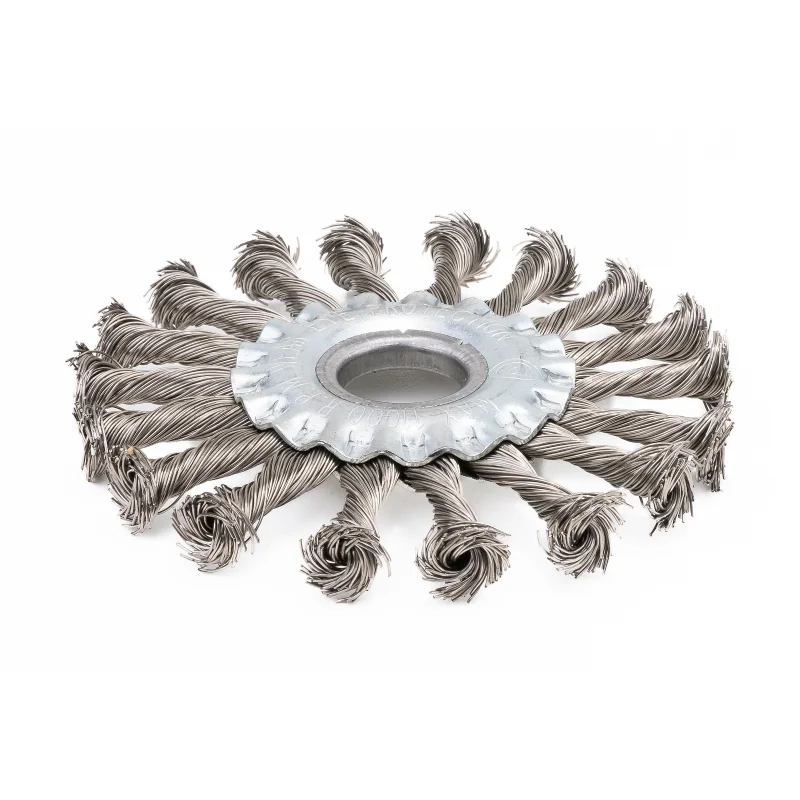 Abrasives – Twist Knotted Wire Wheel Brush – Stainless Steel – Wire Diam: 0.02″ – Arbor Hole: 7/8″