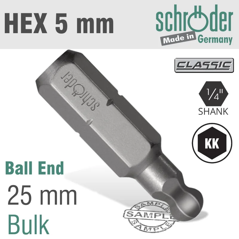 BALL END 5MM INSERT BIT 25MM BULK
