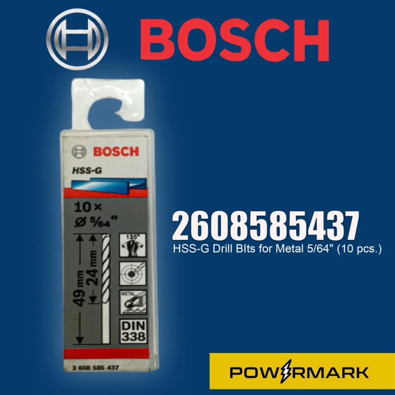 BOSCH 2608585437 HSS-G Drill BIts for Metal 5/64″ (10 pcs.)