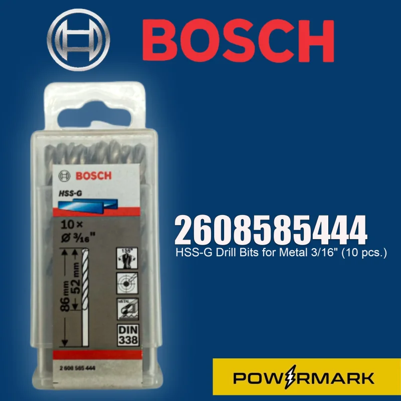 BOSCH 2608585444 HSS-G Drill Bits for Metal 3/16″ (10 pcs.)