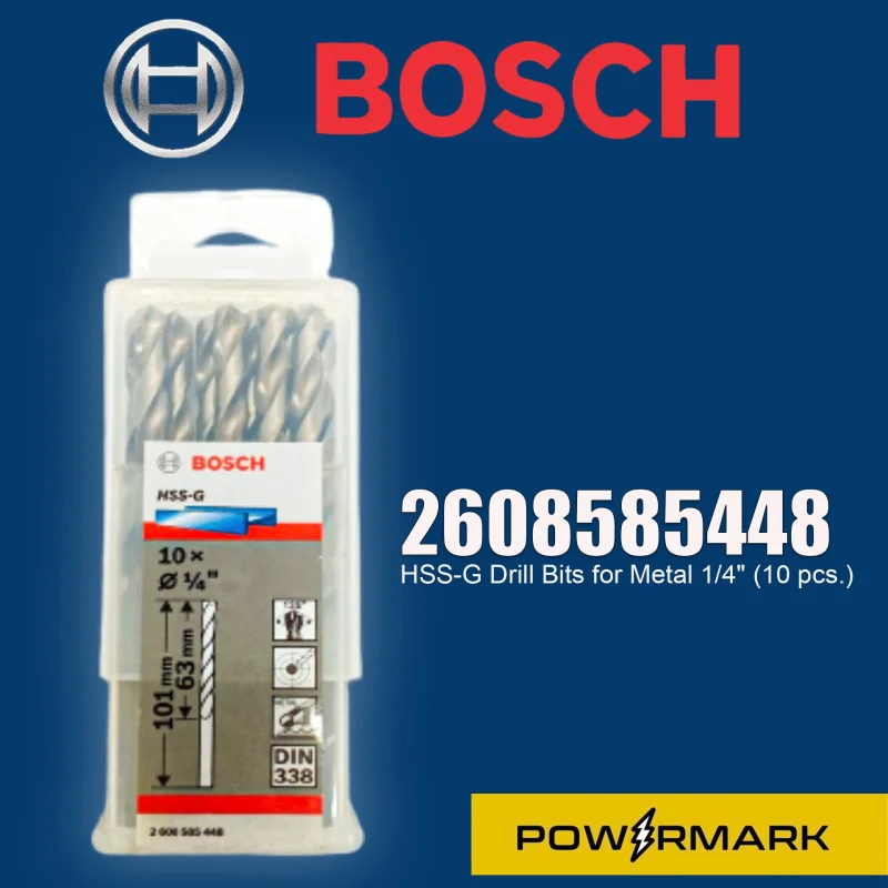 BOSCH 2608585448 HSS-G Drill Bits for Metal 1/4″ (10 pcs.)