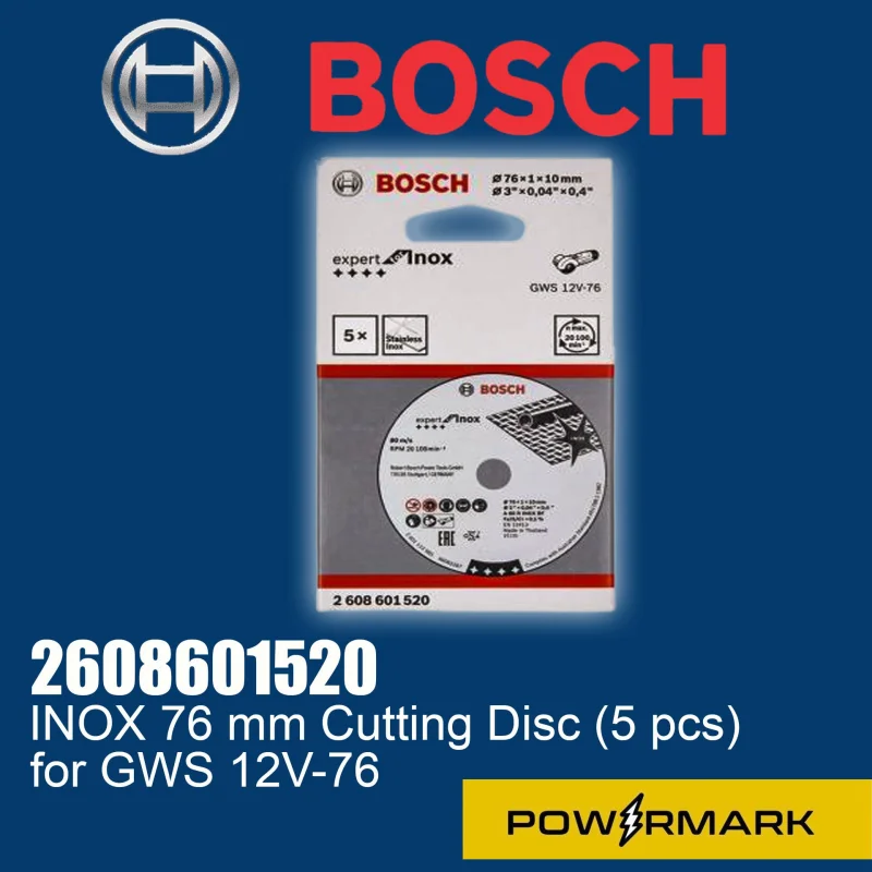 BOSCH 2608601520 INOX 76 mm Cutting Disc (5 pcs)for GWS 12V-76