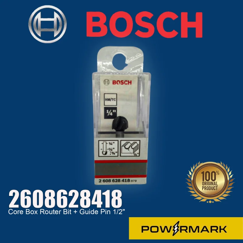 BOSCH 2608628418 Core Box Router Bit + Guide Pin 1/2″