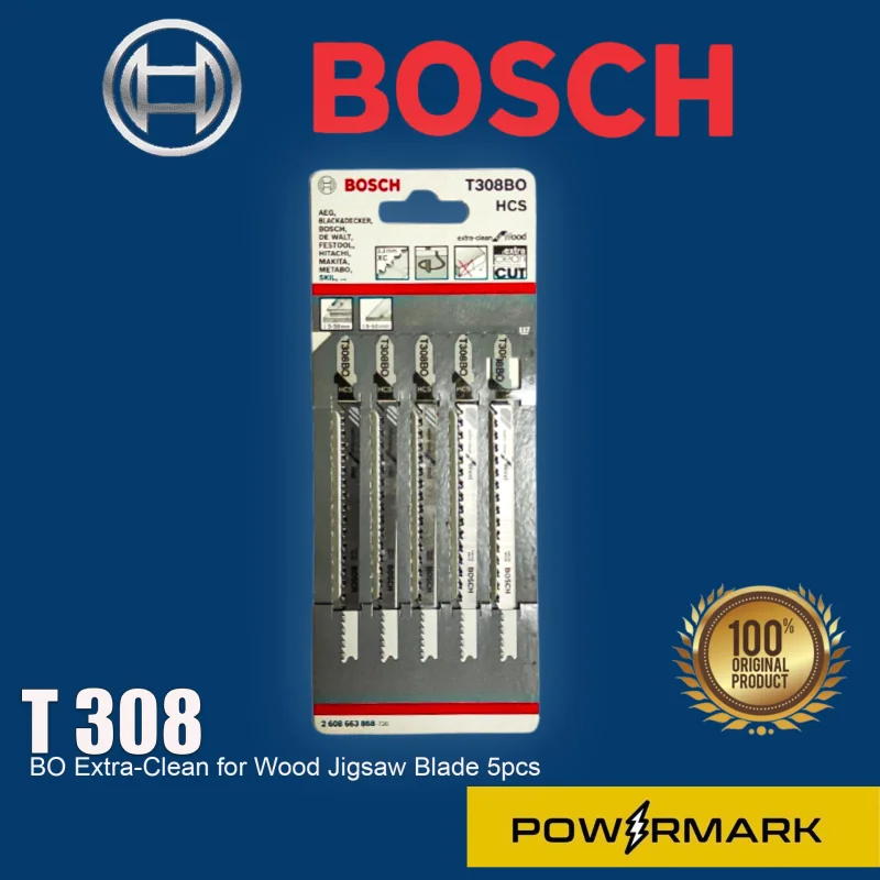 BOSCH 2608663868 T308BO Extra-Clean for Wood Jigsaw Blade 5pcs.