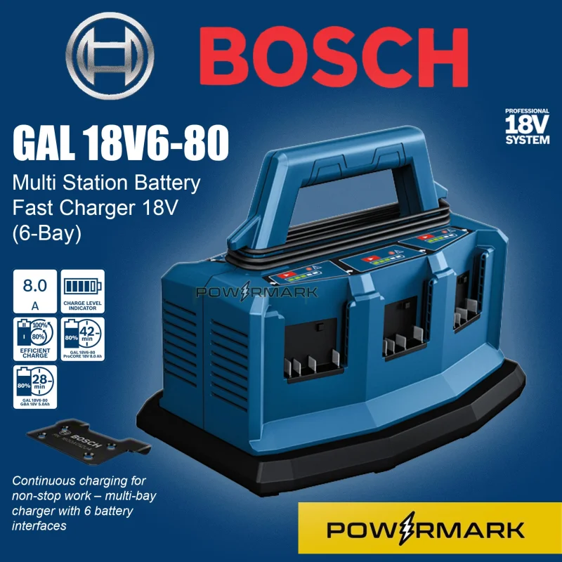 BOSCH GAL 18V-6-80 Professional Multi Station Battery Fast Charger 18V (6-Bay)