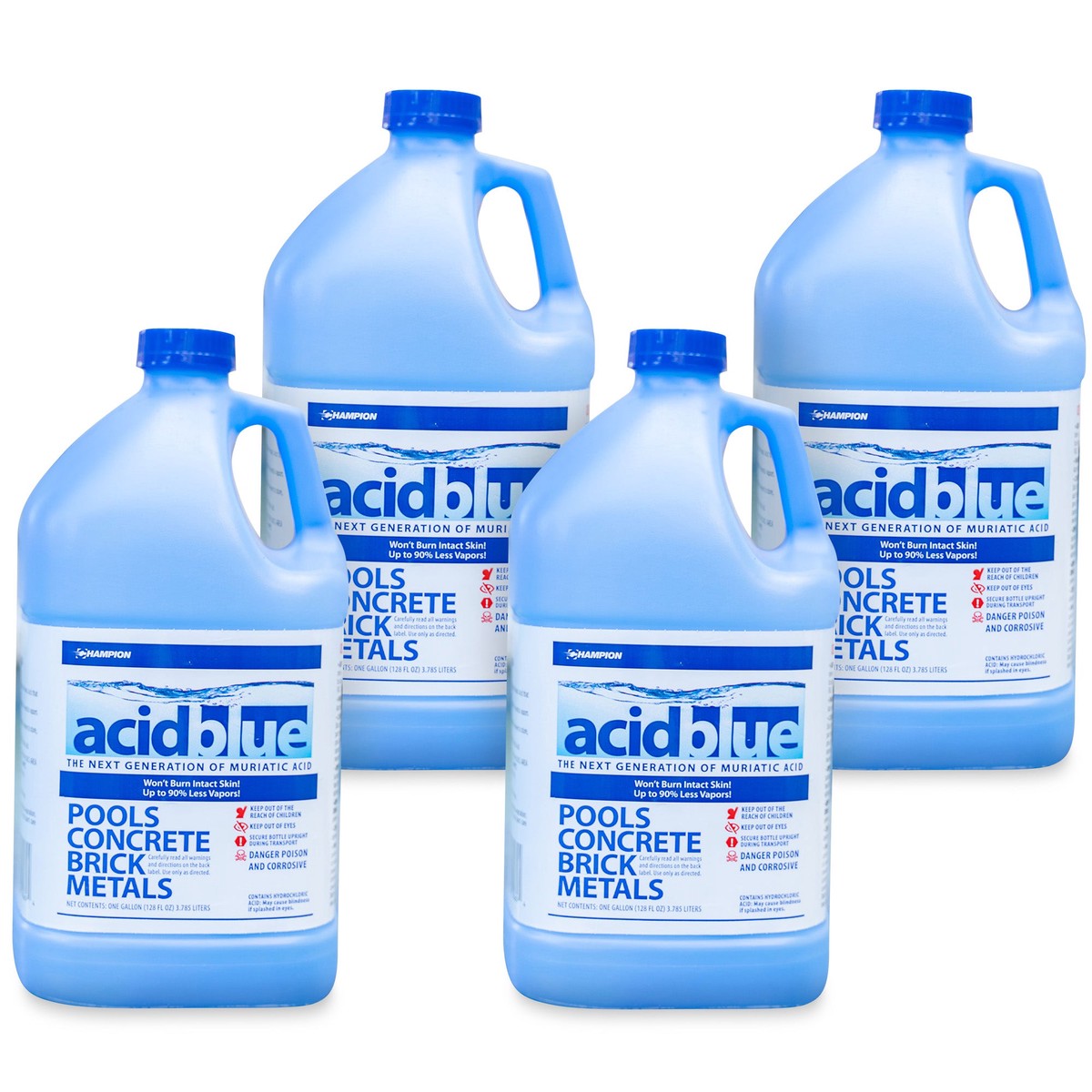 Champion Acid Blue Muriatic Acid for Removal of Stains on Driveways (4 Pack)