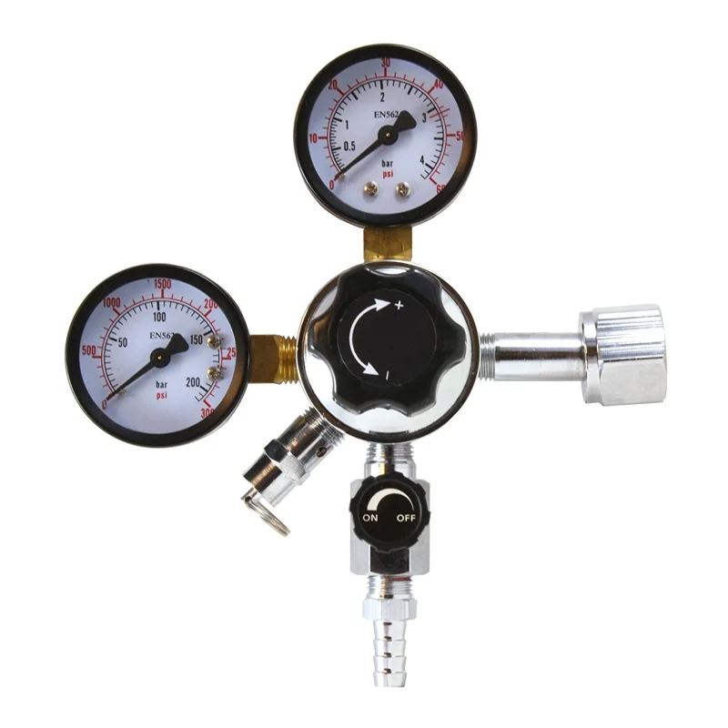 CO2 Regulator for Beer and Soda Keg and Dispensing System – CGA-320 – With Relief and Shut-Off Valve
