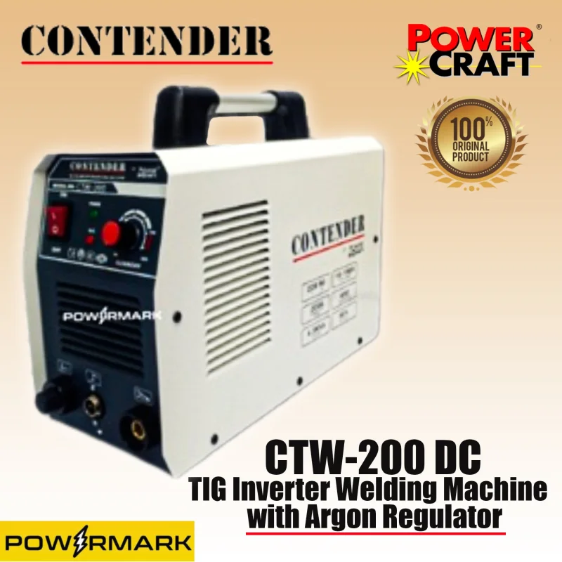 CONTENDER by POWERCRAFT CTW-200 DC TIG Inverter Welding Machine with Argon Regulator
