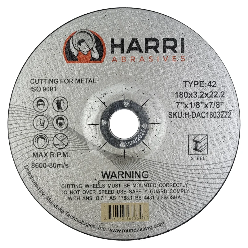 Cutting Disc, Steel Freehand Cut-off wheel – Depressed Center – 7″ x 1/8″ x 7/8″ -T42