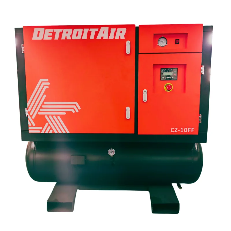 CZ-10FV Detroit Air Screw Compressor 10Hp/7.5kW 32Cfm @ 8 Bar Variable Speed On 300L Pressure Vessel With Air Dryer And Filtration