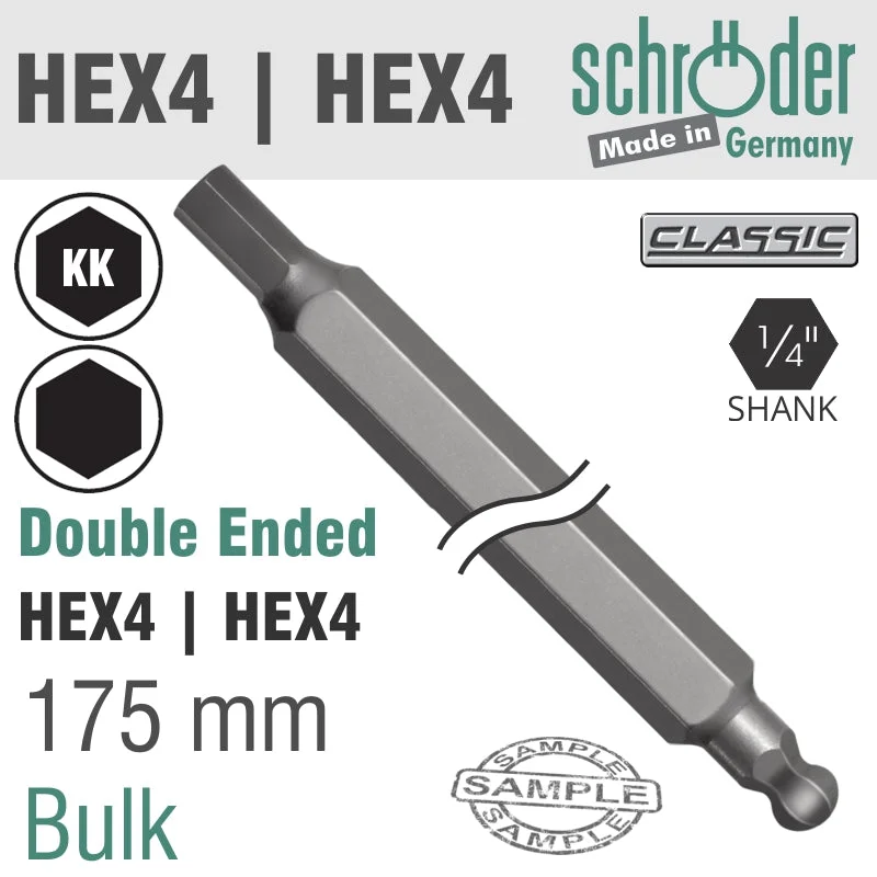 D/E HEX 4 X 4 BALL 175MM BIT