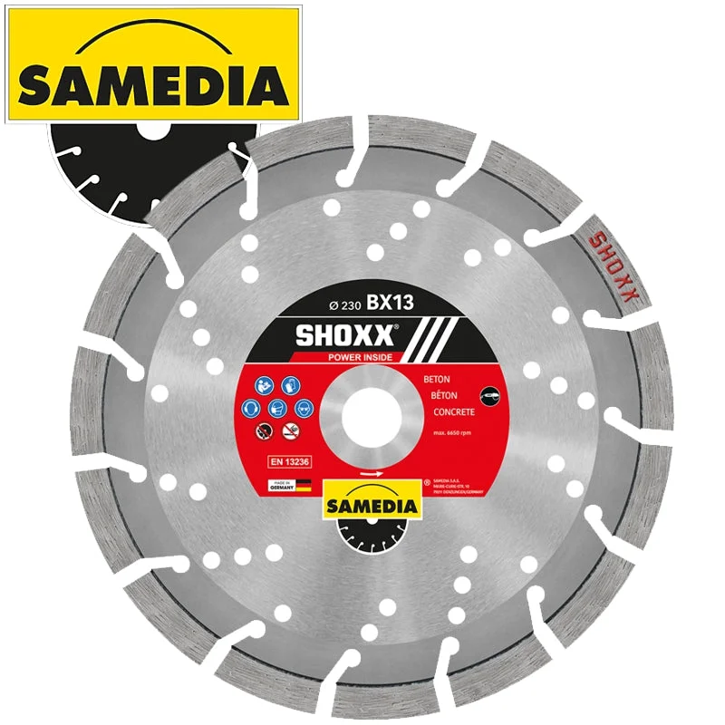 DIAMOND BLADE 115MM SEGMENTED IND REINF. CONCRETE LONG LIFE SHOXX BX13