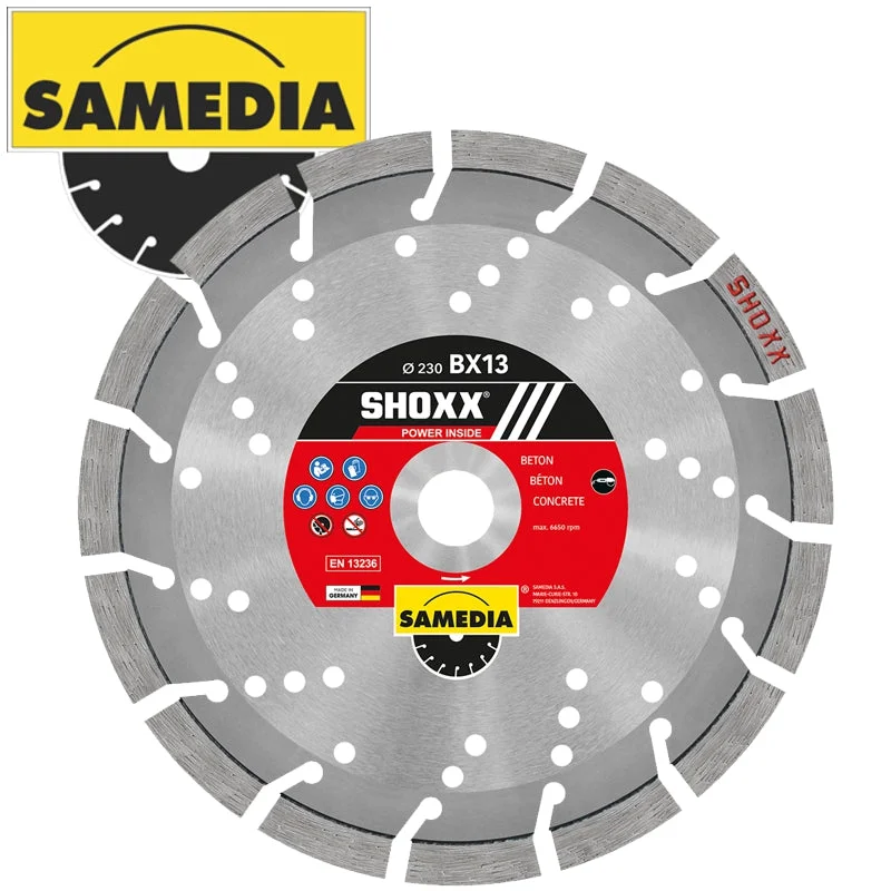 DIAMOND BLADE 230MM SEGMENTED IND REINF. CONCRETE LONG LIFE SHOXX BX13