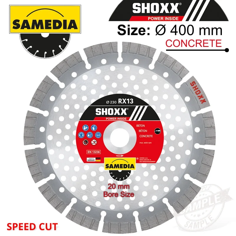 DIAMOND BLADE 400MM X 20 SEGMENTED IND REINF. CONCRETE SPEED CUT SHOXX