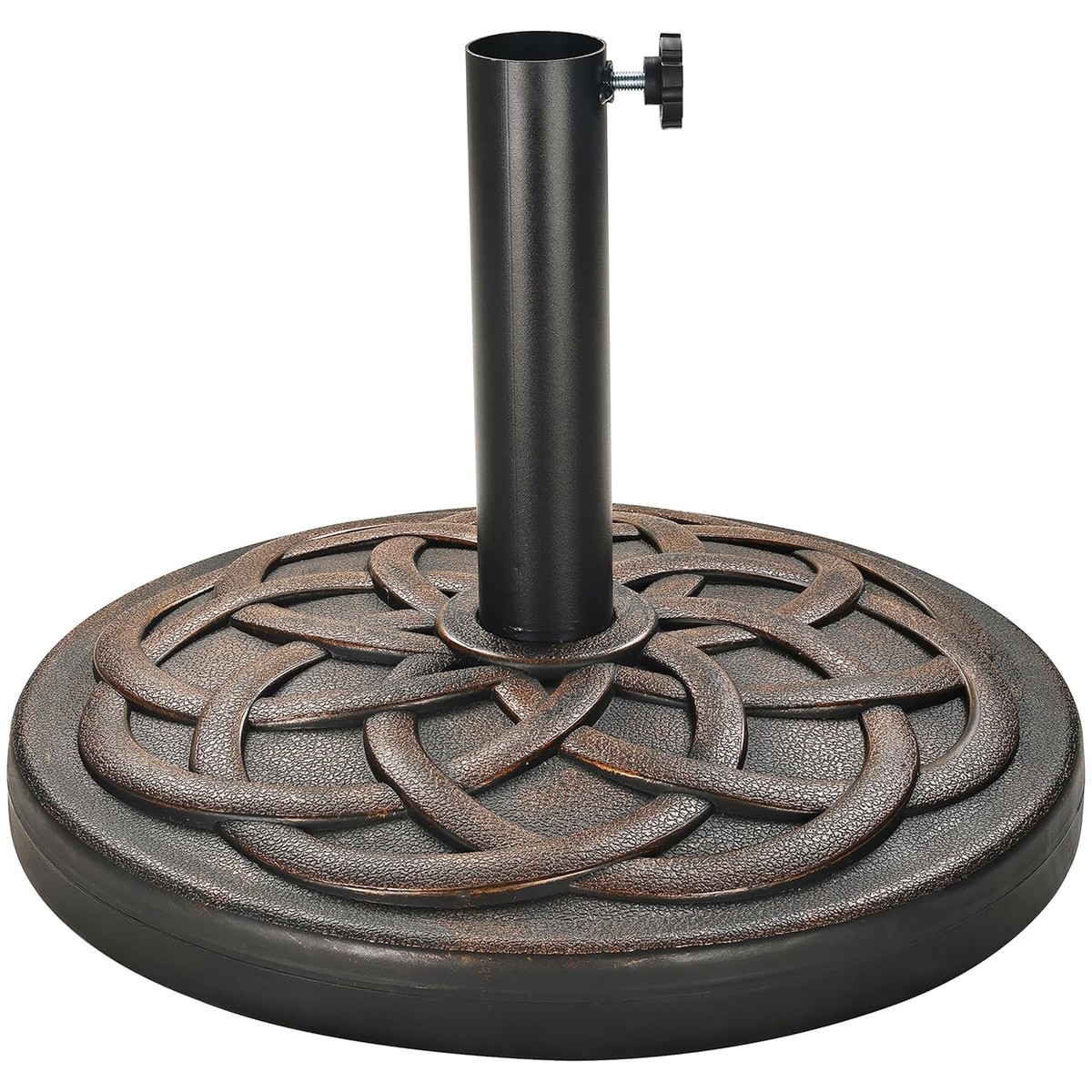 Elevon 35 Pound Round Outdoor Umbrella Base for Garden and Patio, Bronze