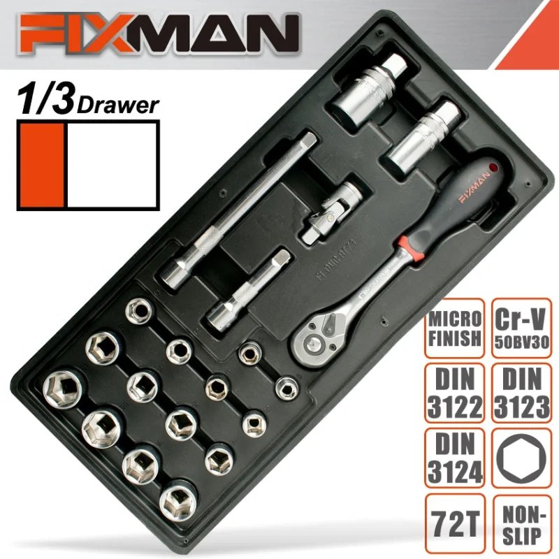 FIXMAN 20-PC 3/8′ DR.SOCKETS & ACCESSORIES