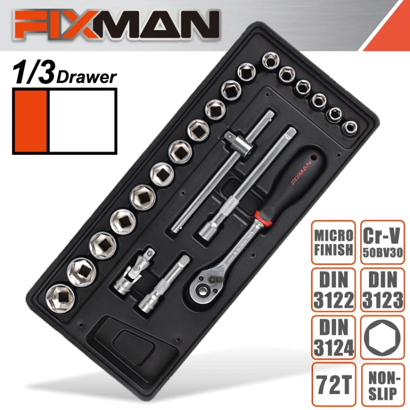 FIXMAN 22-PC 3/8′ DR.SOCKETS & ACCESSORIES
