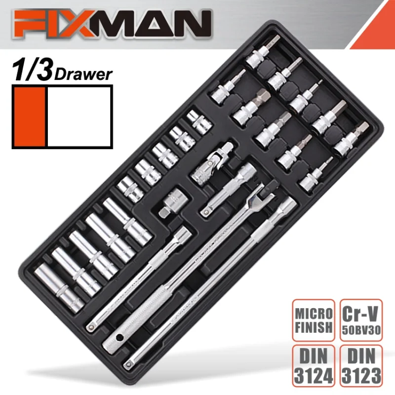 FIXMAN 26-PC 3/8′ DR.SOCKETS & ACCESSORIES