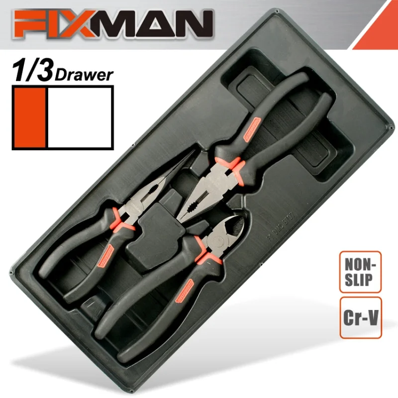 FIXMAN 3-PC PLIERS SET (COMBINATION 8’NCUTTING 7.5′ LONG NOSE 8′)