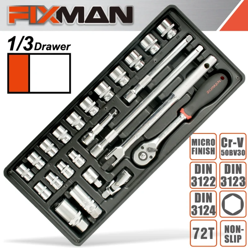 FIXMAN TRAY 24 PIECE 3/8′ DRIVE SOCKETS AND ACCESSORIES