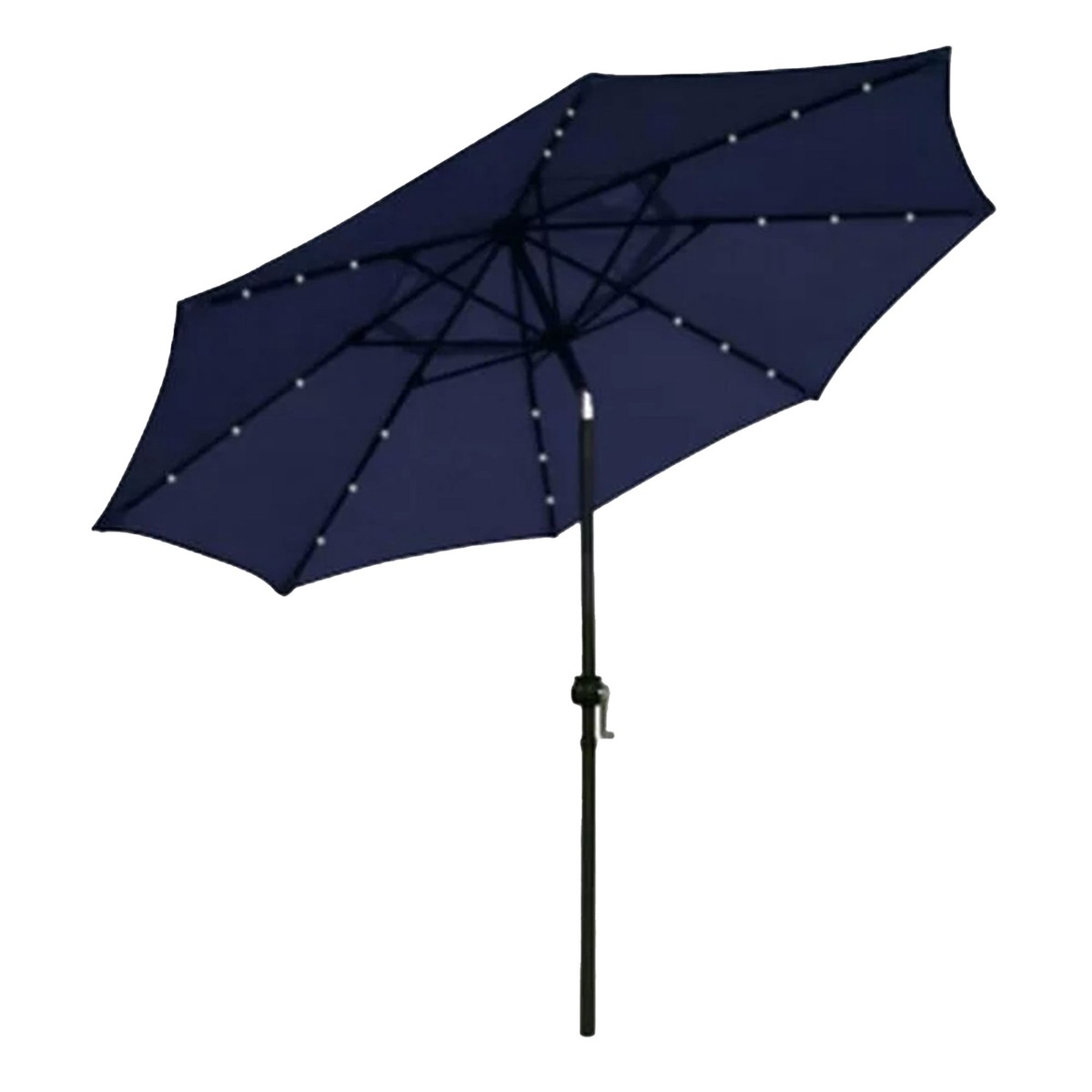 Four Seasons Courtyard 9 Polyester Patio Market LED Umbrella w/Steel Pole, Navy