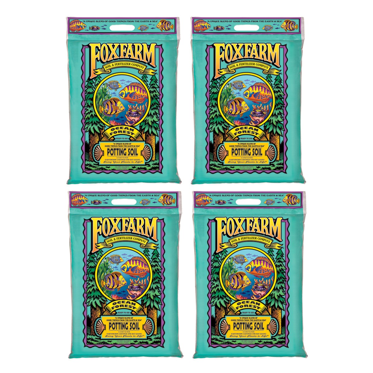 Foxfarm FX14053 Ocean Forest Organic Garden Potting Soil Mix 12 Quarts (4 Pack)