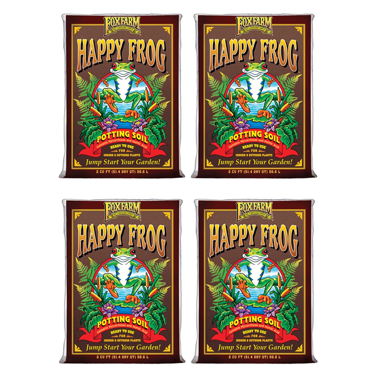 FoxFarm Happy Frog pH Adjusted Garden Potting Soil Bag,1.5 Cubic Feet (4 Pack)