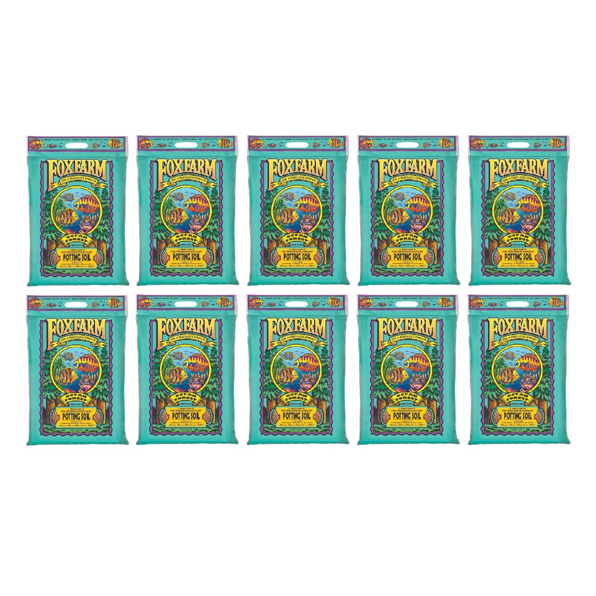 FoxFarm Ocean Forest Organic Garden Potting Soil Mix, 12 Quart Bag (10 Pack)