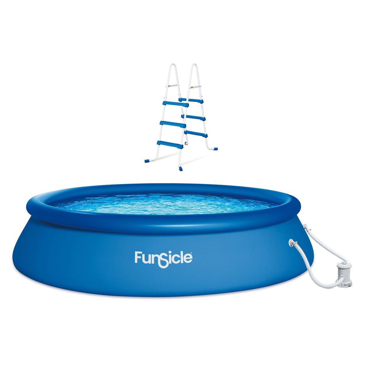 Funsicle 36 SureStep 3 Stair Pool Ladder w/ 15' x 36" QuickSet Inflatable Pool