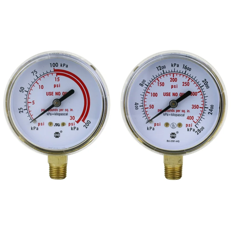Gauges for Heavy-Duty Acetylene Regulators – 2.5 inches – Thread: 1/4″ NPT