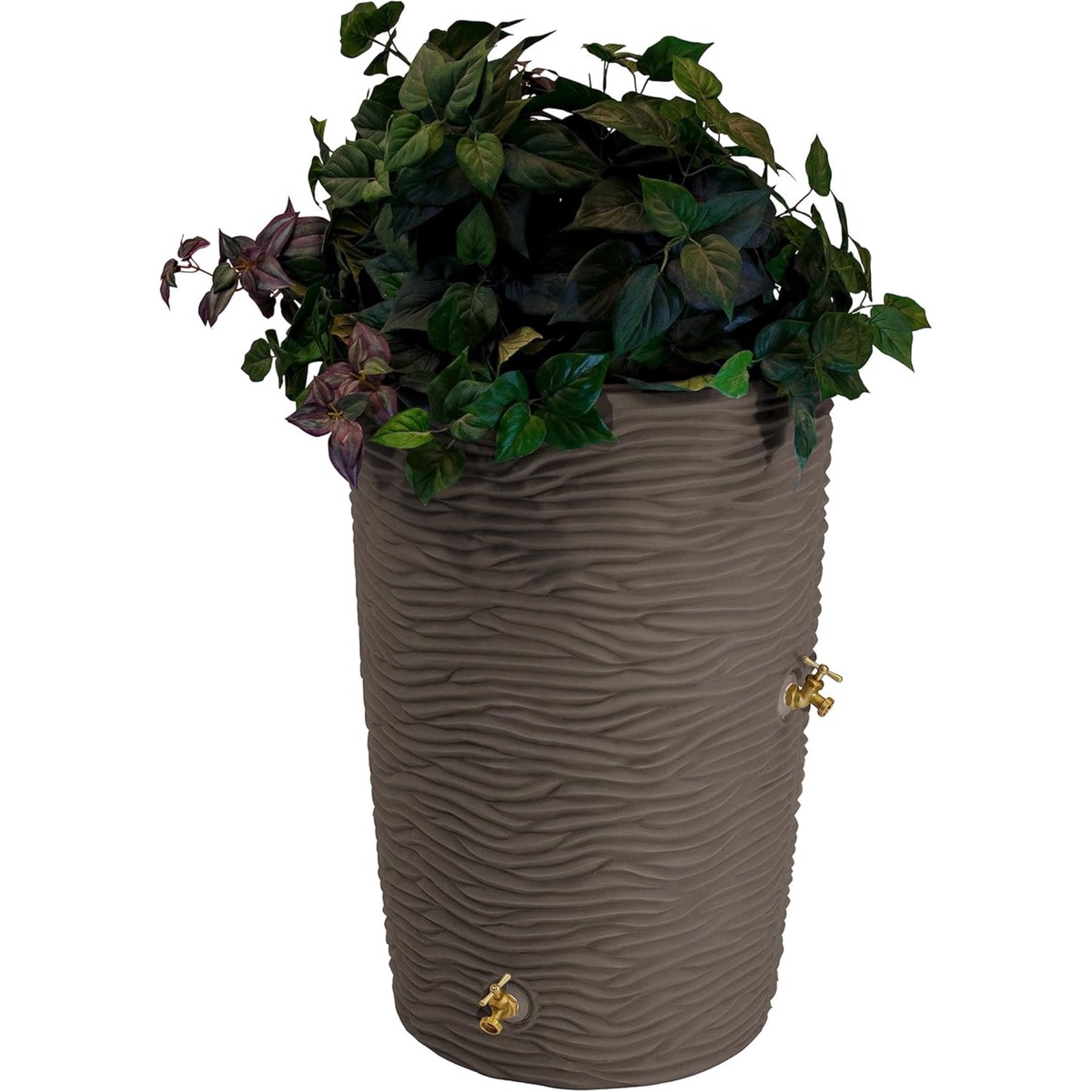 Good Ideas Impressions 50 Gallon Palm Trunk Rain Saver Barrell, 2 Spigots, Oak