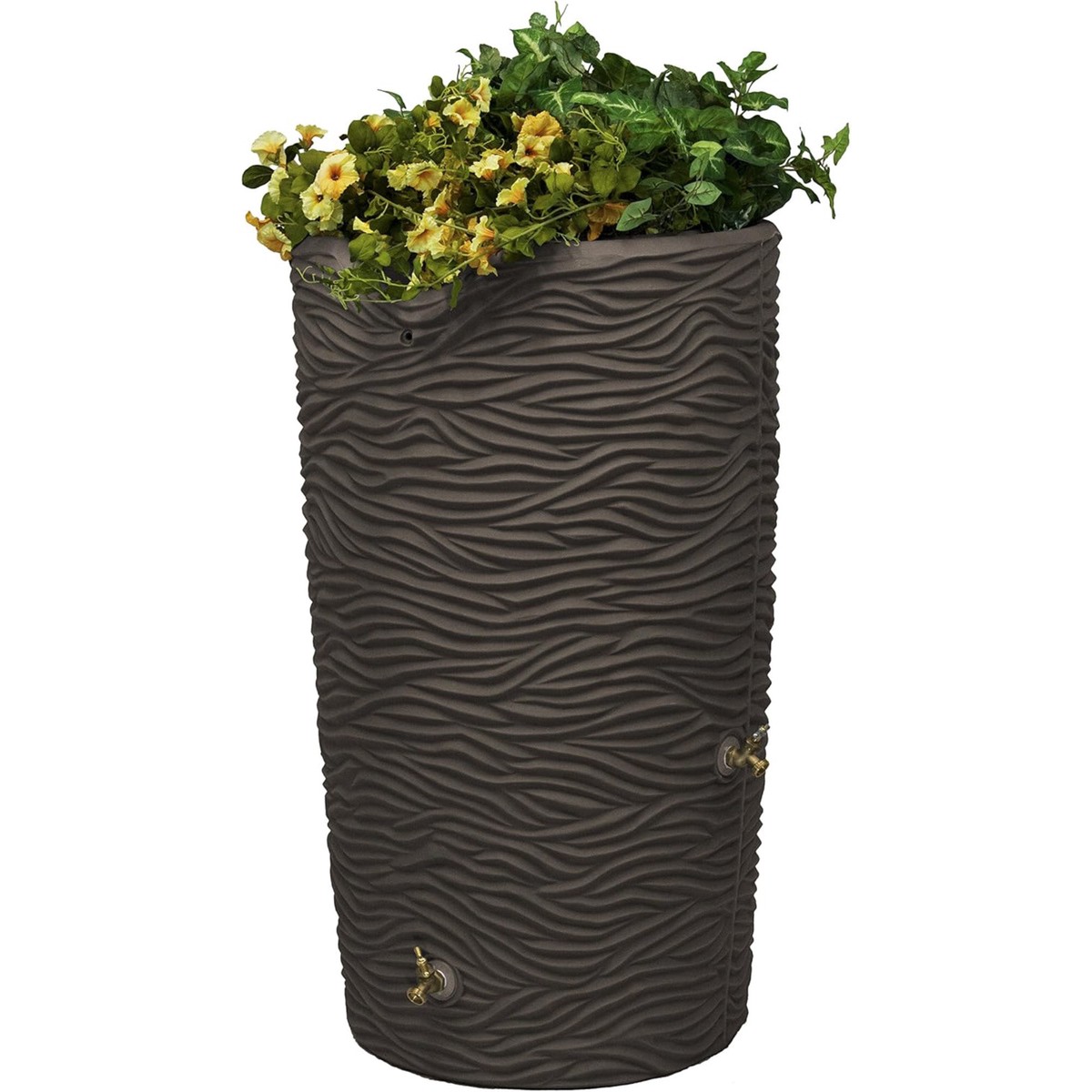 Good Ideas Impressions 65 Gallon Palm Trunk Rain Saver Barrell, 2 Spigots, Oak