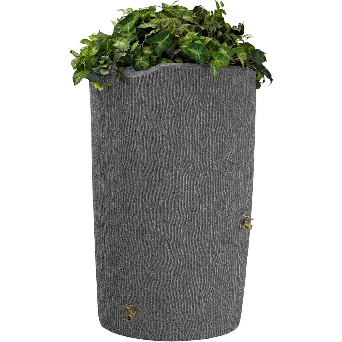 Good Ideas Impressions 90 Gal Bark Rain Saver Barrel, 2 Spigots, Dark Granite