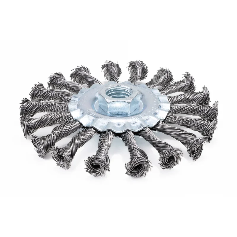 Harri Abrasives – Twist Knotted Wire Wheel Brush – Carbon Steel – Wire Diam: 0.02″ – Nut Thread: 5/8″-11 UNC