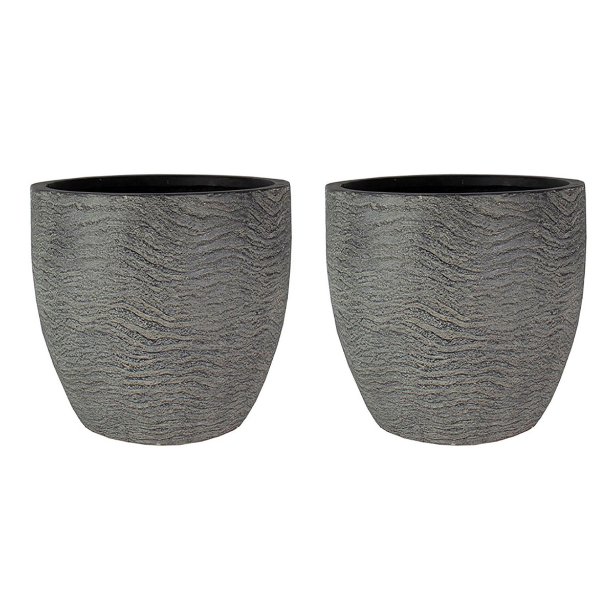HC Companies Aspen 12 Inches Indoor Outdoor Round Planter, Charcoal (2 Pack)