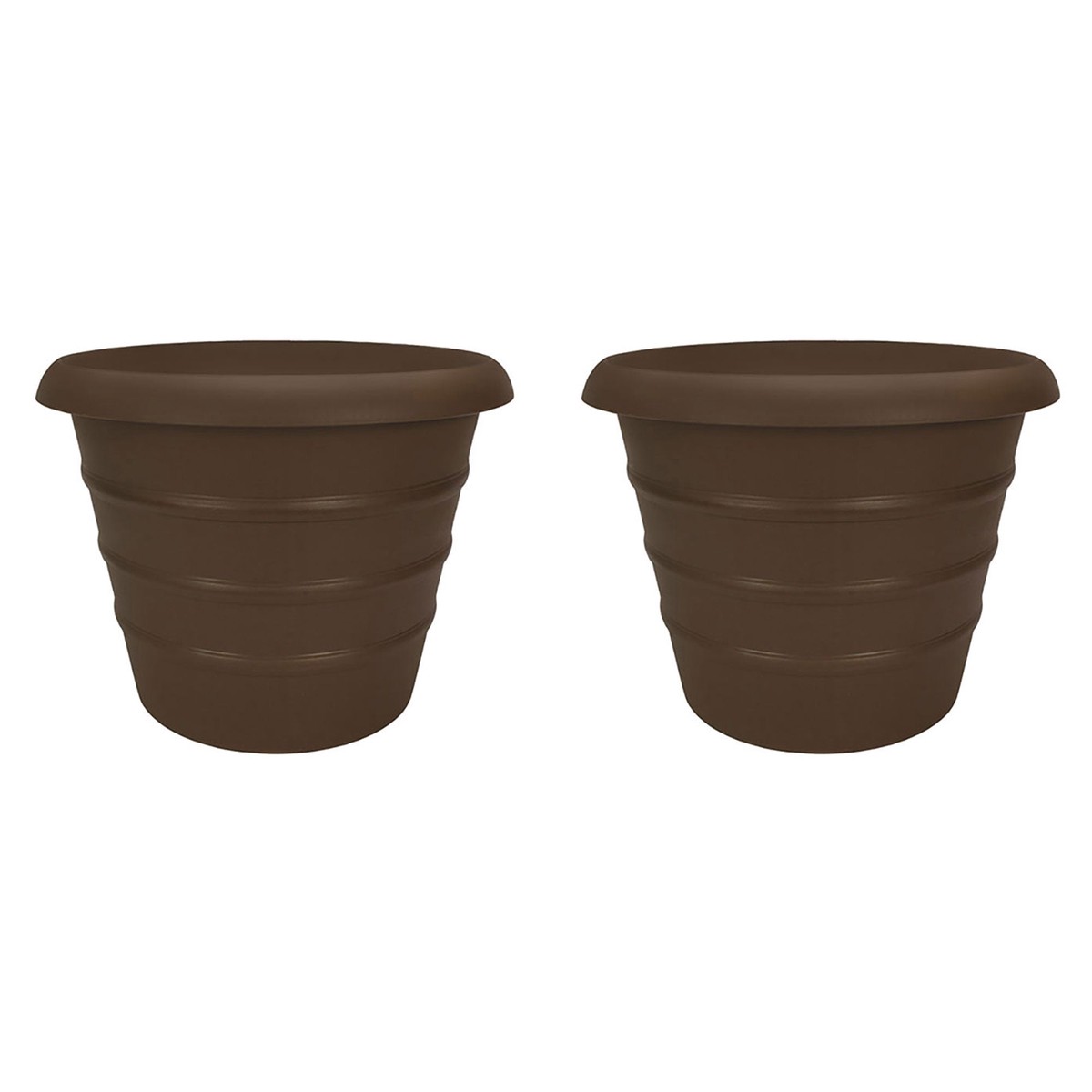 HC Companies Aspen 20" Indoor Outdoor Round Planter, Chocolate Brown (2 Pack)