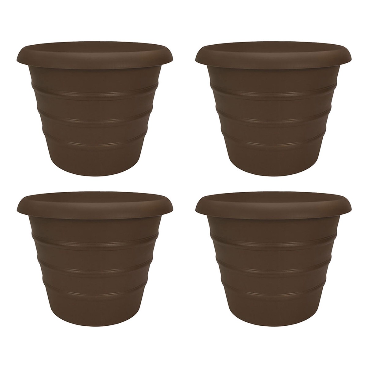 HC Companies Aspen 20" Indoor Outdoor Round Planter, Chocolate Brown (4 Pack)