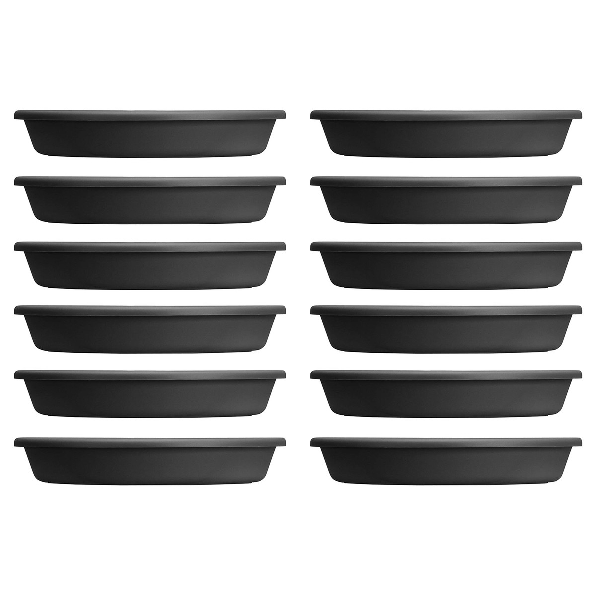 HC Companies Classic 21.13 Inch Round Saucer Tray for Pots, Black (12 Pack)