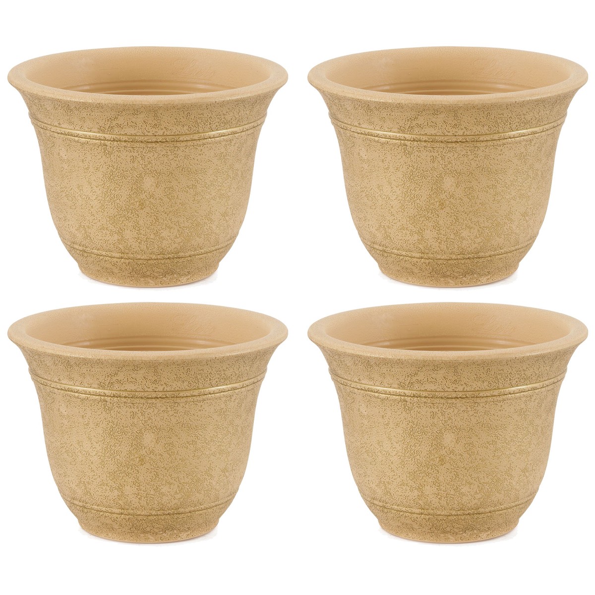 HC Companies Sierra 10 Inch Round Garden Planter Pot, Arizona Sand (4 Pack)
