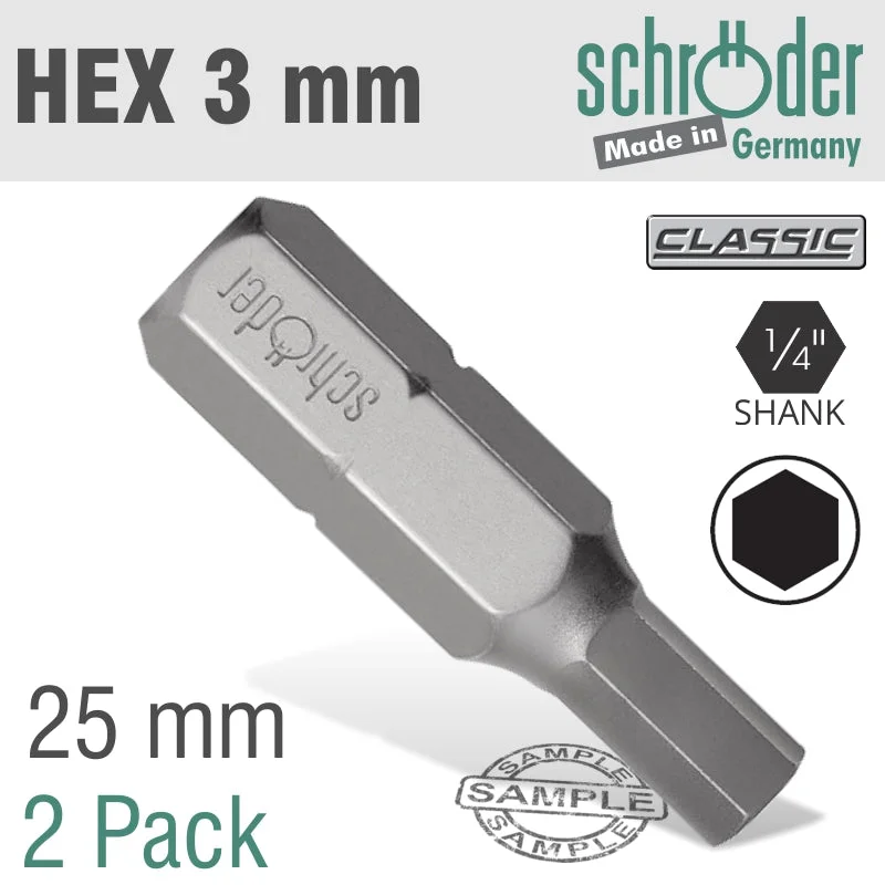 HEX/ALLEN INS.BIT 3MM 2/PACK