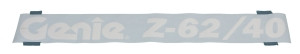 Genie Lift Part # 1256347GT - DECAL, COSM, Z-62/40 GENIE WHITE, EA