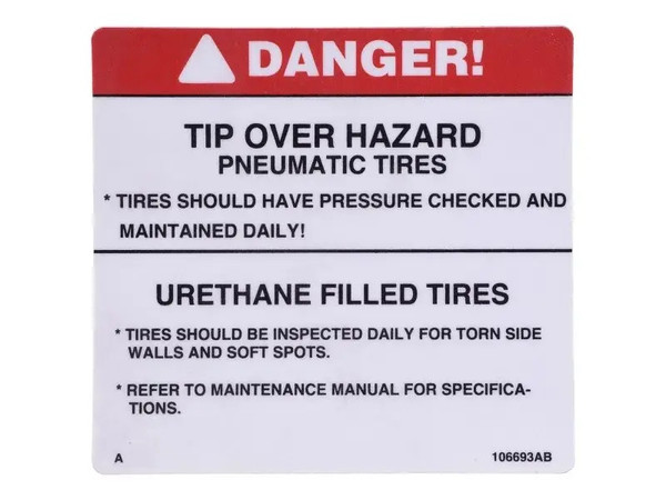 JLG Part # SJ106693 | SJ-TIRE LABEL, EA
