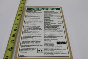 Genie Lift Part # T107032GT - DECAL,OP INST,PCON,GS-30,AUS, EA